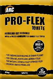 PRODUCT GUIDE - TILE ADHESIVE Pro-Flex A regular setting white flexible tile adhesive for fixing most tile types to most substrates.