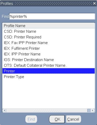 field for example Printer Type %print% Click [Find] Highlight selection Click [OK] Changing