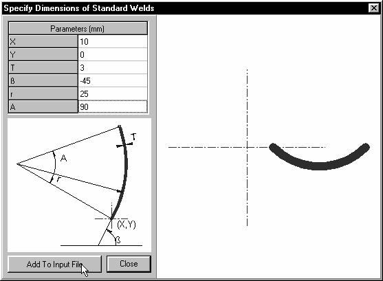 Weld group definition The definition of each portion of a weld group has three basic components: A reference coordinate which gives the starting point of a weld or the centre of a circle.