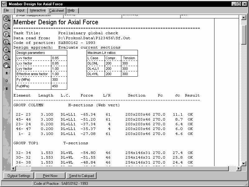 Calcsheet The design results of all tasks are grouped on the Calcsheet page for sending to Calcpad or immediate printing.