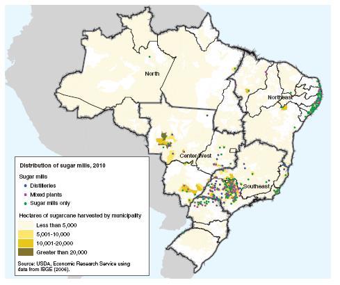 Ethanol producers in Brazil Total ethanol production 31 billion liters (2010) 38% of global production