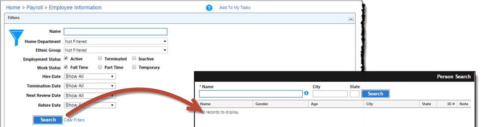 Setting Up a New Employee (Payroll > Modify > Employee Information) You can either pull in names used by other