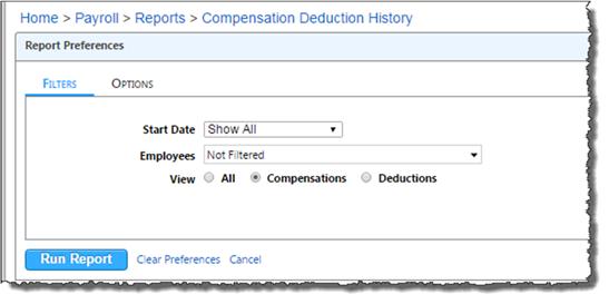 Compensation Deduction History This report shows the history of Compensation