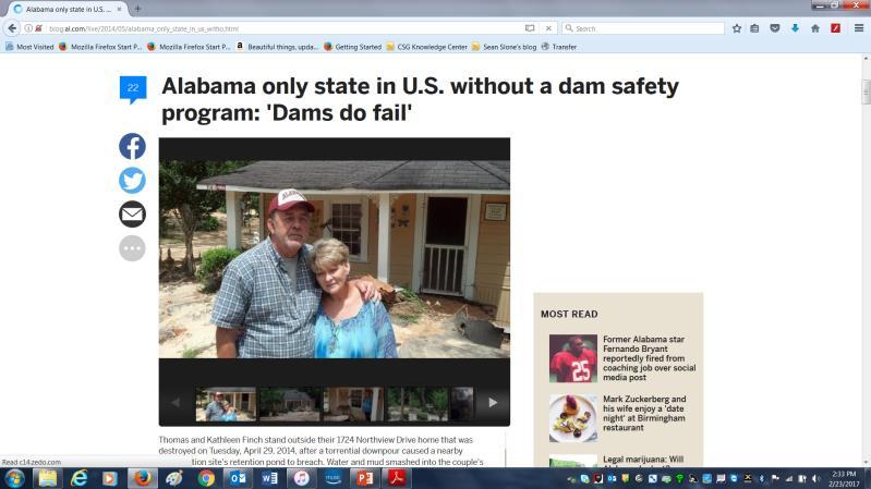 Dam Safety You ve probably heard: Alabama