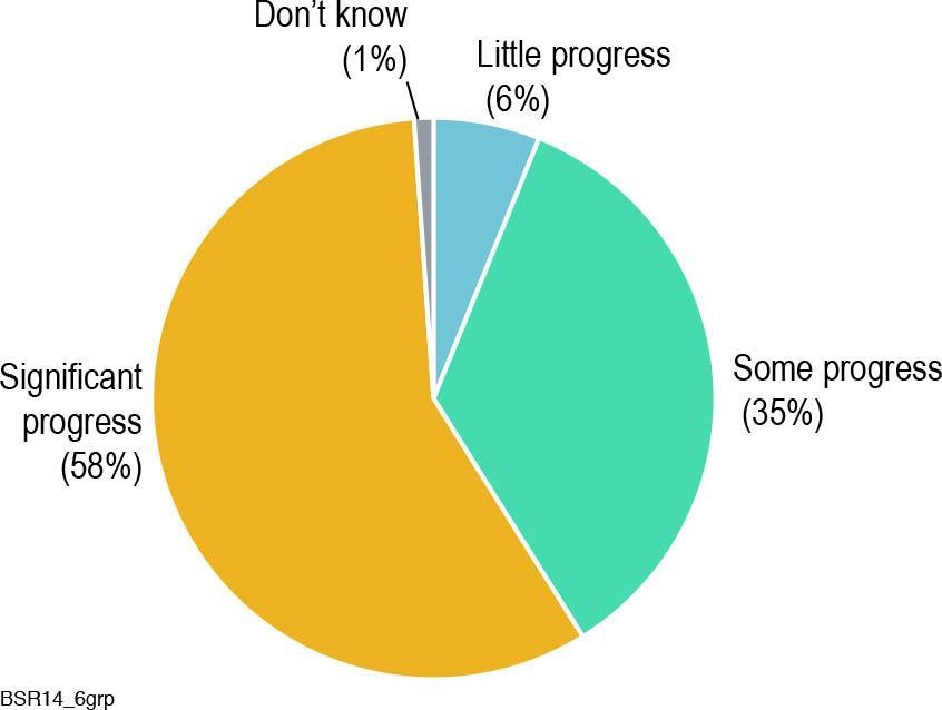 Respondents believe that business has progressed in sustainability in the last 5 years, and they are even more optimistic about the future Progress on sustainability in past 5 years, 2014 Confidence