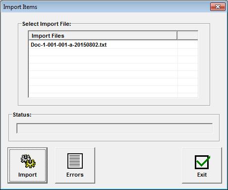 Importing Scans Into Documents Items, quantities and, in some cases, serial numbers can be imported into Receipts, Sales Orders, Purchase Orders, Vouchers, Transfer Orders, Slip and Memos from