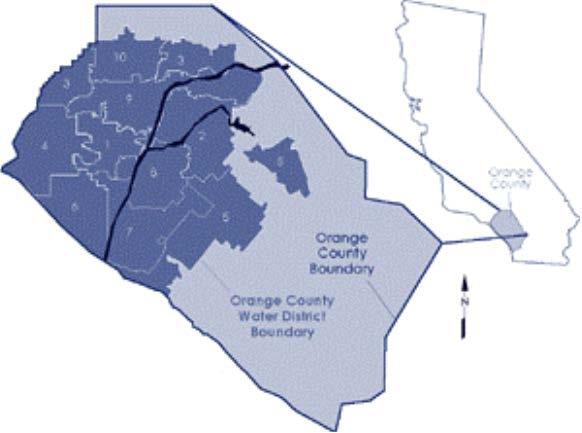 ORANGE COUNTY WATER DISTRICT HISTORY AND CHARACTER The District receives an average of only 13 to 15 inches of rainfall annually, yet sustains a population of approximately 2.4 million people.