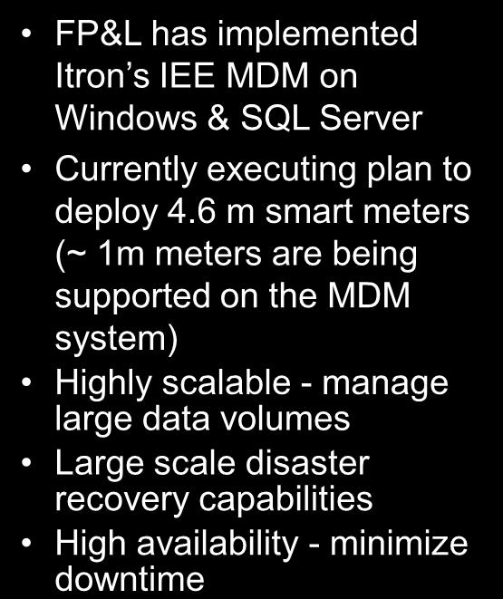 6 m smart meters (~ 1m meters are being supported on the MDM system) Highly