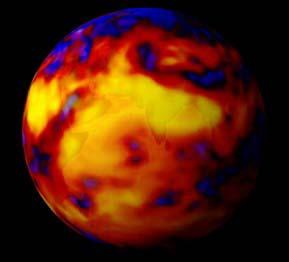 This false-color Terra satellite image of Earth shows infrared heat