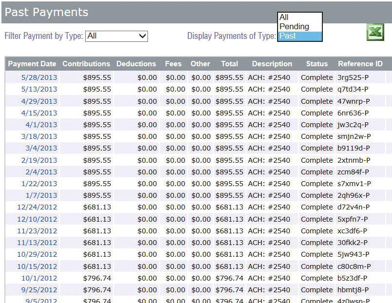 09 Accessing Past Payments To access past payments and verify previous transactions: 1. Select Past Payments from under Manage Money. 2.