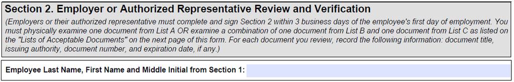 Section 2: Top Header To be completed by the Employer or employer s representative.