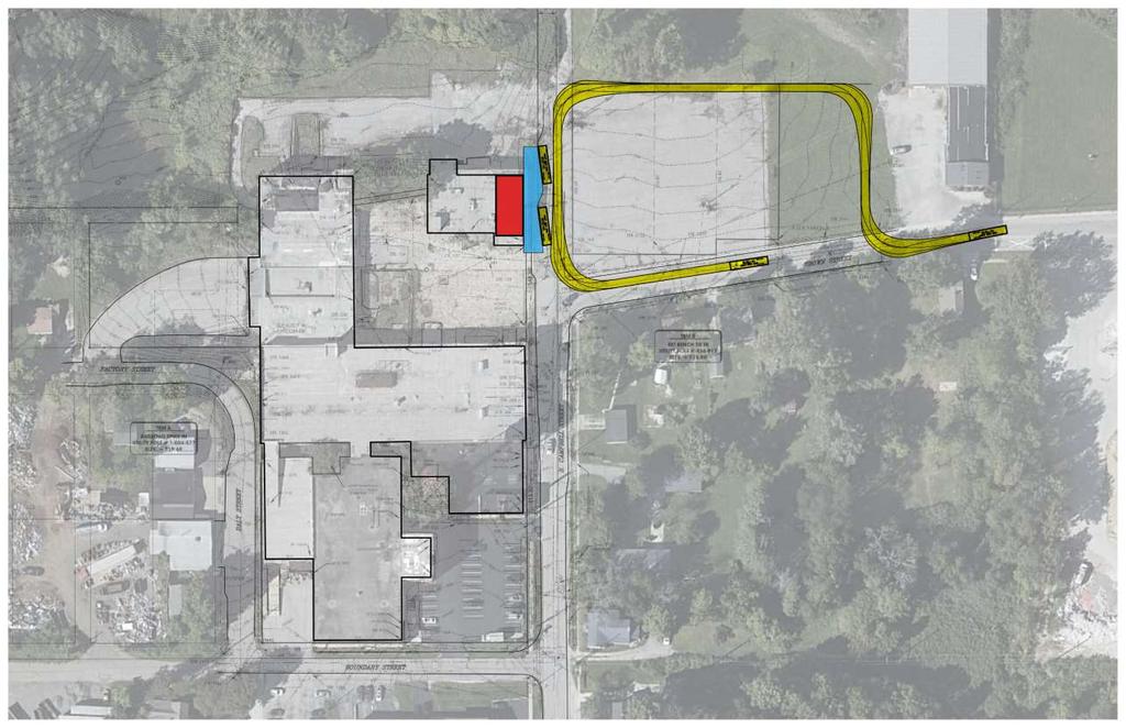 Valparaiso Transit Center Option 1: Parking Loop Pro: Expanded Parking Lot already in place Clear pedestrian / vehicular separation Option to drop off within the parking lot
