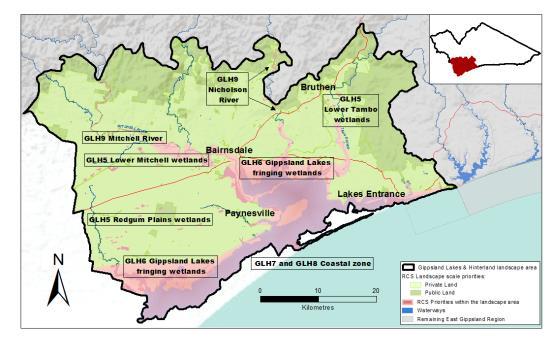 5.3 Adaptation Plan for the East Gippsland Areas of focus 5.3.1 East Gippsland Lowlands The lowlands area of focus incorporates the floodplains of the Mitchell, Tambo, Nicholson, Snowy, Cann and Genoa Rivers (Figures 7 and 8).