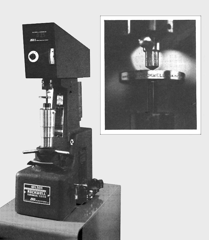 8 Lesson One Fig. 1-2. Brinell hardness tester Fig. 1-3. Rockwell hardness tester Metal 6500-lb force 3 /8 in.
