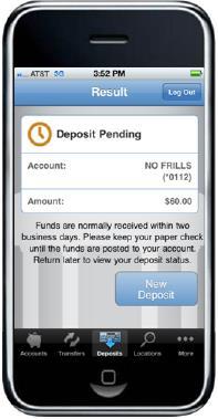 Submit a deposit Once user sends the image, they are prompted to confirm deposit amount.