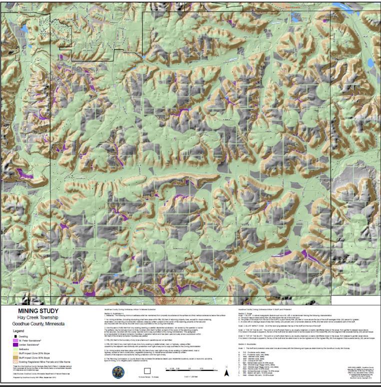 Hay Creek Township Pine Island Township Although mining is a conditionally permitted use in Agricultural districts, the MSC was asked to study if there are areas that should not be open to mining, as