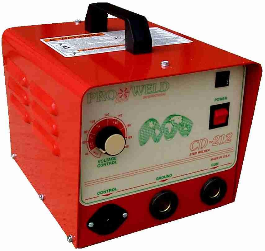 SPECIFICATIONS HEIGHT 8 1/2" WIDTH 9" DEPTH 11 3/4" WEIGHT 26 Lbs INPUT Voltage Fusing Phase Capacitance Range 110 VAC 20 Amps 60 Hz 66000 Mfd 45-200VDC WELD RATE 14 ga - 1/4" 12 Studs/min