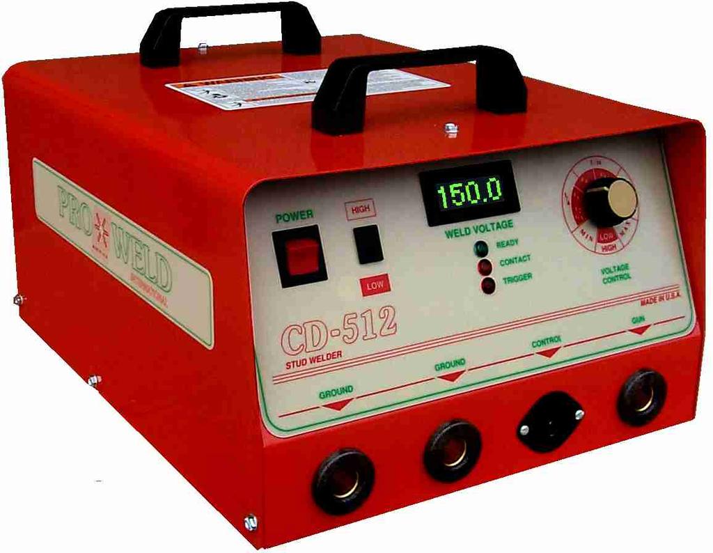 SPECIFICATIONS HEIGHT 8 1/2" INPUT POWER WELD RATE WIDTH 13 1/2" Voltage 110 VAC #2-3/8" DEPTH 20" Fusing 20 Amps 24 Studs/Min.