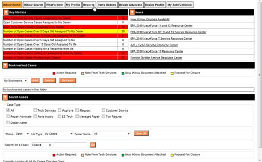 Service Portal: Managing Your Business for Service Managers LESSON 3 Dealer Monitor Report Fields iknow opens to the Home screen.