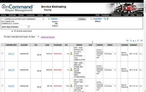 Service Portal: Managing Your Business for Service Managers LESSON 3 The list of estimates is displayed. You can scroll through them and open any that you would like to review in detail.