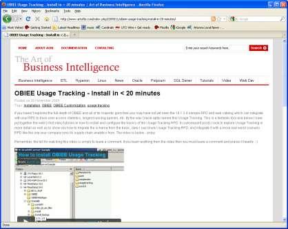 OBIEE Usage Resources http://www.oracle.com/technology/obe/obe_ bi/bi_ee_1013/usage_tracking/usage_tracking.htm http://obiee101.blogspot.