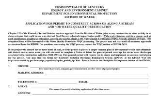 Permit to Construct along a Stream Construction within a WOTUS