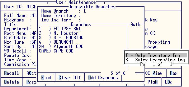 Setting Up New Branches in Eterm Leaving this column blank allows the user normal full access to the branch. The branch is included in reports run for the ALL territory.