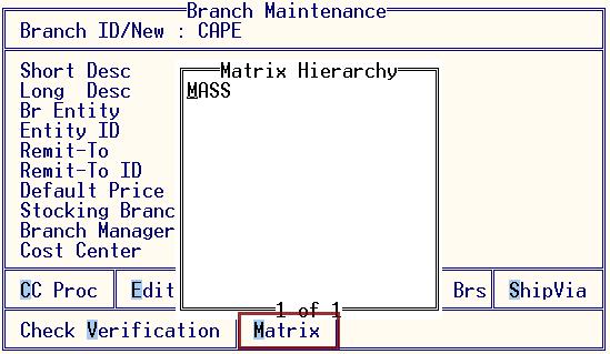New Branch Copy or Create Matrix Cells for New Branch (Optional) If all of the matrix cells in the system can be used for the new branch and are set to the Default branch then you can skip to the