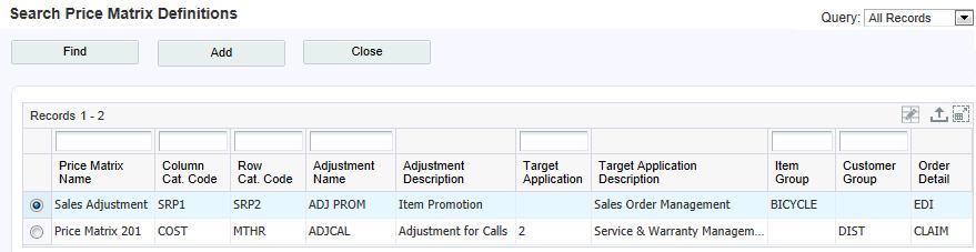 Working with the Price Matrix Form Name Form ID Navigation Usage Price Adjustments Global Revisions form W45550A On the Advanced Operations menu (G423114), click the arrow next to Mass Maintenance