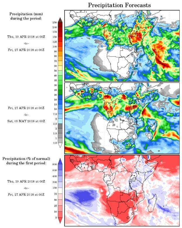 Chart 11: Precipitation forecast Source: wxmaps Key data releases in the South African agricultural market SAGIS weekly grain trade data: 24/04/2018 SAGIS producer deliveries data: 25/04/2018 SAGIS