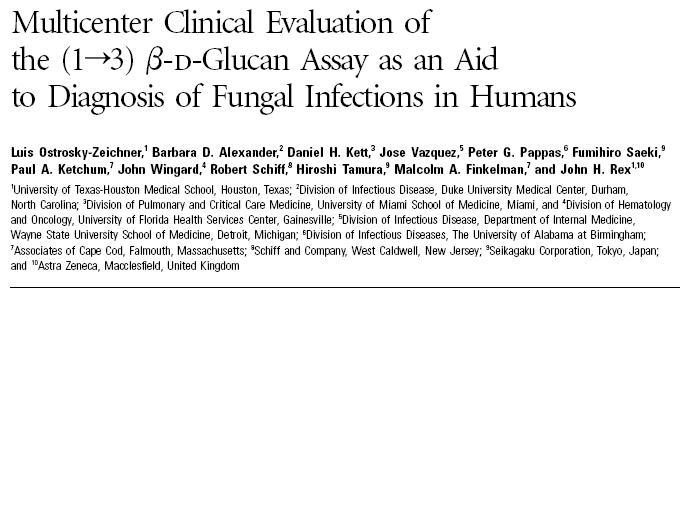 CID 2004: 39; 199 Conclusion: highly sensitive and specific in detecting early IFIs, including candidiasis, fusariosis,