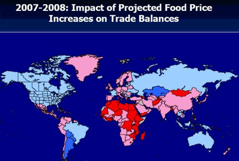 Source: IMF (2008) Countries in red expected to suffer biggest trade balance