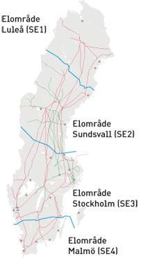 Price areas in Sweden A large new intermittent power production, i.e., wind power that influence the power system and the market.