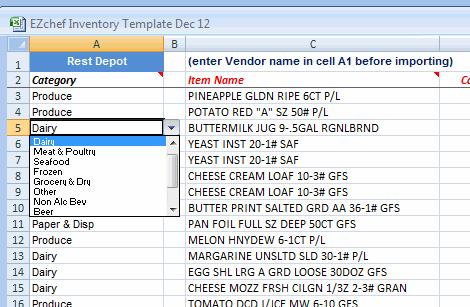 When done, save the Template file with the current date (e.g. EZchef Inventory Template_ Date).