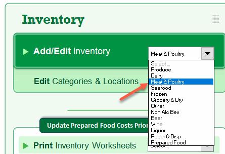 From the inventory sheet you can either select the ADD ITEM button or scroll down to the first empty row.