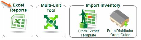 EZchef Reports EZchef produces a variety of reports; the most commonly used are available from the Main Menu by selecting the Excel Reports icon.