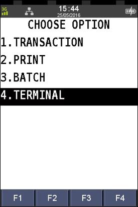 SURCHARGE CARD ACCEPTANCE SET-UP Step 1 Press the Menu key Step 4 Press ENTER Step 2 Press 4 to select Terminal Step 3 Press