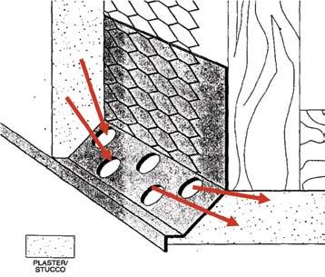 This can result in cement stucco pulling from aluminum leaving large enough gaps for bulk water to enter the stucco assembly (as shown on the top right of page 29). Pressure Differential.