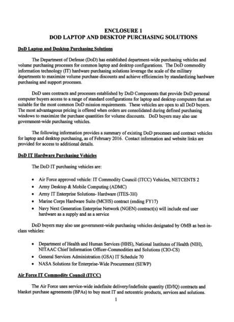 OMB & DoD Policy OMB-M-16-02 dated 16 Oct 2015 Establishes Federal Policy to improve acquisition and