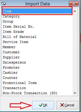 Import Item List If you wish to Import an item list from previous POS version to the latest company you create in the 9.9.1.0 version and onwards, below is the steps you can follow: a.