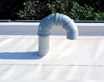 Roof penetration Cables are fed through the flat roof through a goose neck at the roof s center.