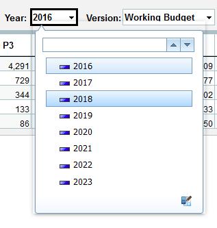 You can select Working Budget or Actual from the Version drop-down menu.