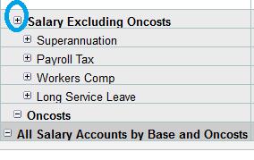 Salaries and oncosts for the selected employee will be displayed by GLC and Period. You can expand + signs to see the details under particular salaries.
