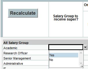 of the Salary Group to receive super? field.