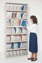 1-1/2 centers Can be accessorized with lockable doors Order End Kit to finish each unit or row Shown in Light Putty (723) enamel Open Shelf Filing Record Storage A space-saving efficient unit