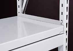 centers to facilitate placement of shelf levels A slot on each side of the post accepts a nib on the end of each beam, to lock it in place Frames have a capacity of 7,500 pounds with a 192 safety