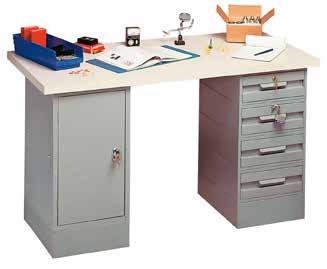 cabinets for support Each is available with your choice from one of four types of tops, which can be joined in long rows using common supports to make more leg room, or set up individually as shown