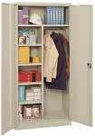 full width shelves Wardrobe Cabinets Includes: 1 Full Shelf, 1 Coat Rod, 2 Coat Hooks Combination Cabinets Includes: 1 Shelf, 4 Half Shelves that adjust on 6 centers, 1 Coat Rod, 2 Coat Hooks Storage