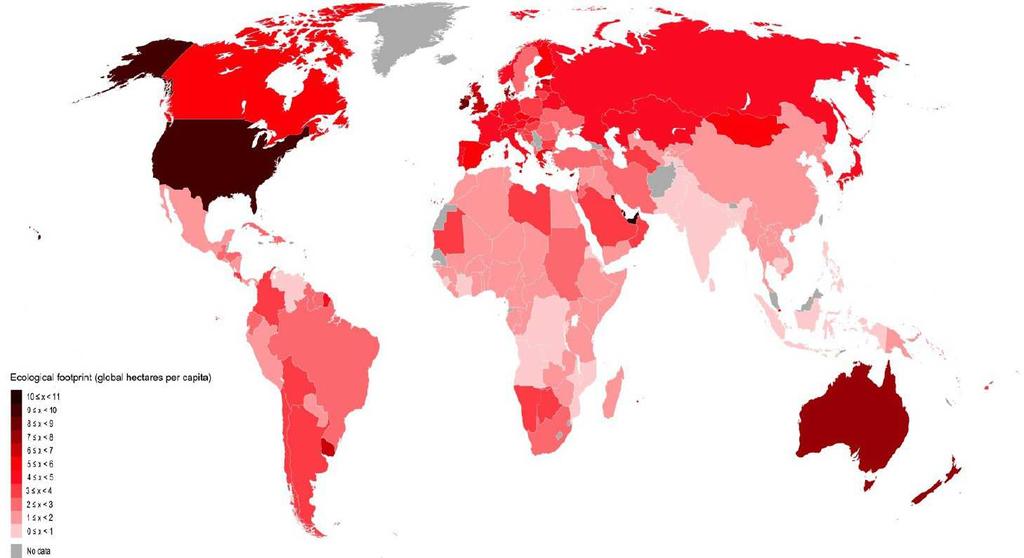 Ecological Footprint per Capita Map Slide 133 / 144 The darker a country is shaded, the larger ecological footprint per capita. How does the USA compare to the rest of the world?