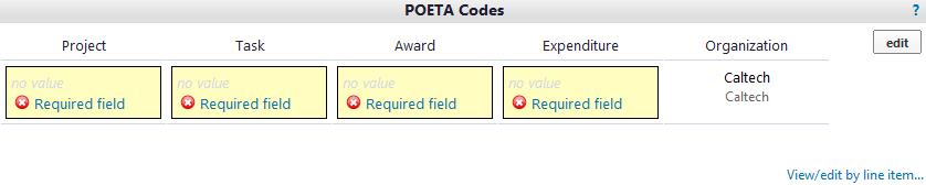 Header level Line level If you wish to split the POETA (i.e. 50/50, 60/40), select add split and fill in the desired POETA information.